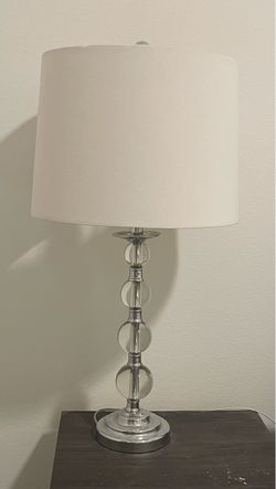 Crystal Ball Table Lamp with White/Cream Shade