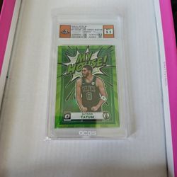 2020-21 Donruss Optic Lime Green Prizm My House #1 Jayson Tatum 120/149 OCGS 9.5