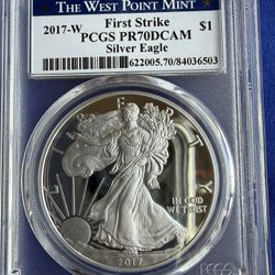 2017-W 1oz PCGS PR70DCAM WEST POINT MINT EAGLE SILVER COIN 