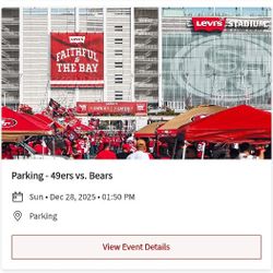 49ers Vs Bears Blue Lot Parking Pass (Tailgating Allowed)