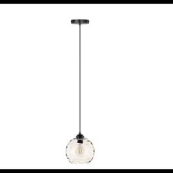 Aiwen Modern 7.87 in. 1-Light Black Globe Hanging Pendant Light with Glass Shade
