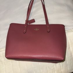 Coach F58846 Crossgrain City Zip Top Tote Handbag - Rouge