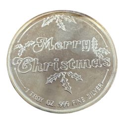 **Fine Silver 1 Troy Oz .999 “Merry Christmas”Round/Coin - Santa & Dasher-Toned