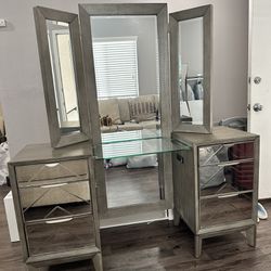 Mirrored Vanity , Dresser And Nightstand 