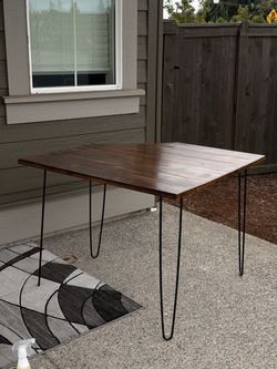 Handmade Pentagonal Wood Table with Hairpin Legs