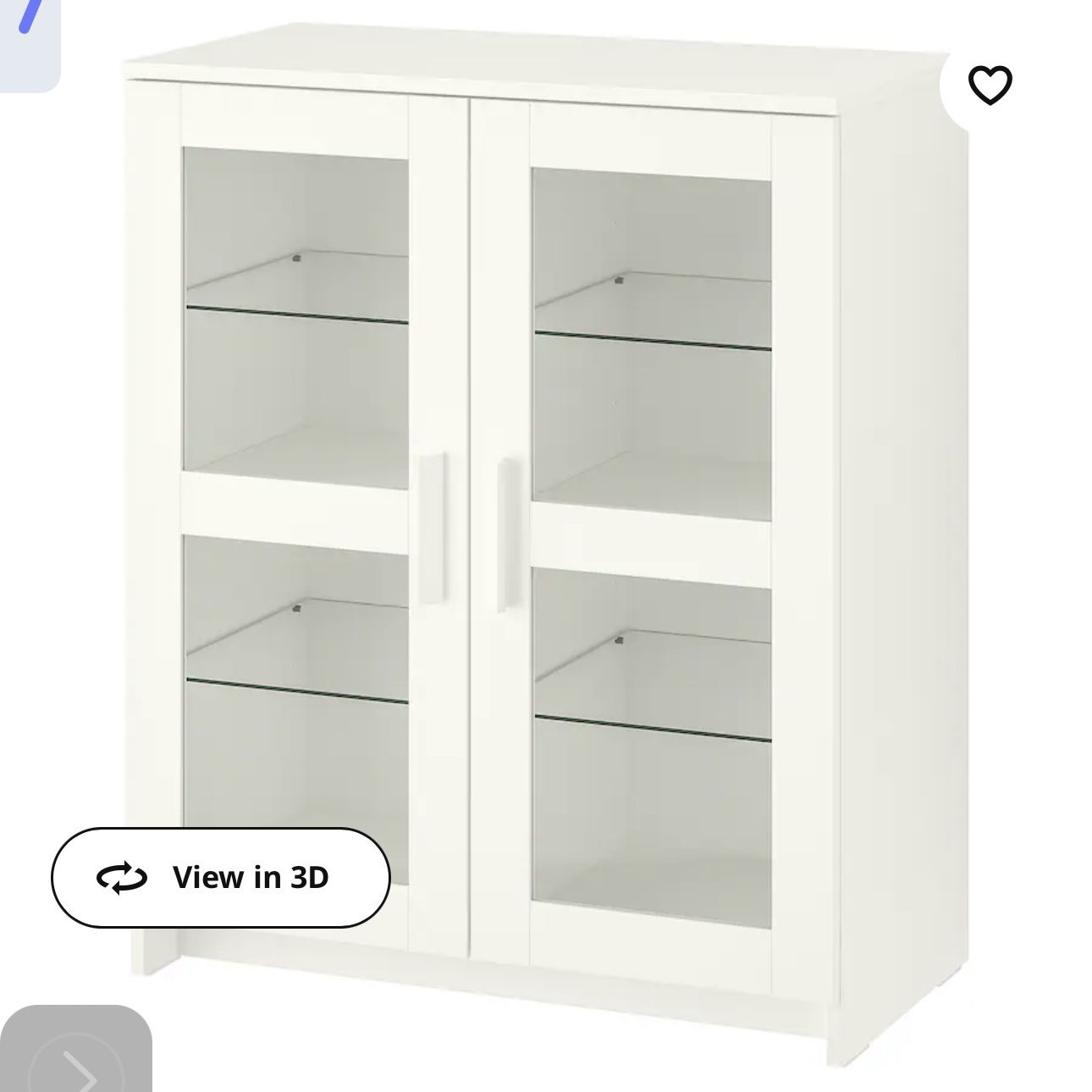 BRIMNES Cabinet with doors, glass/white, 30 3/4x37 3/8 "