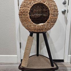 Sauder Pet Home Natural Sphere Cat Tower, 43¾"H x 19⅞"W x 21⅝"D, Espresso