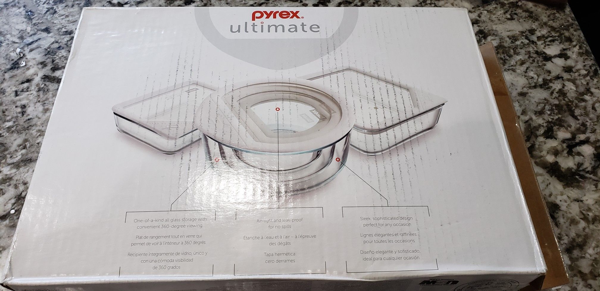 Brand new pyrex glass and silicone food storage