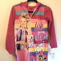 Girls' JoJo Siwa Bobo Dog 'Live Your Dream' Hooded One Piece Pink Youth Large