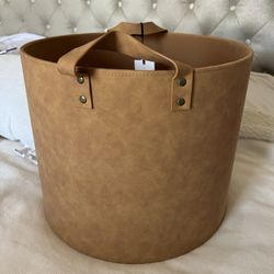 Large Faux Leather Storage Bin Camel Brown - Hearth & Hand retails $50!