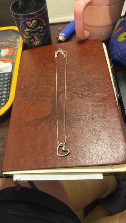 16” Adjustable To 17” Sterling Silver Floating Heart Necklace On Snake Chain