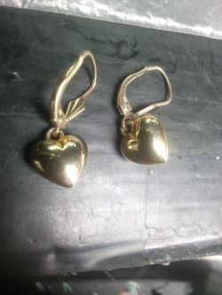 14k Gold Earrings Heart Shaped 