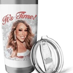 NEW! Mariah Carey Official It's Time Stainless Steel Insulated Tumbler, 7" tall, 20 oz, White