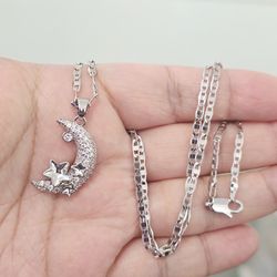 Platinum plated Half Moon necklace