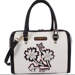 NICOLE LEE WHITE FLORAL EMBELLISHED SATCHEL
