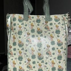 Loungefly Disney Peter Pan Tinker Bell Clover Print Tote Crossbody W/ Coin Bag