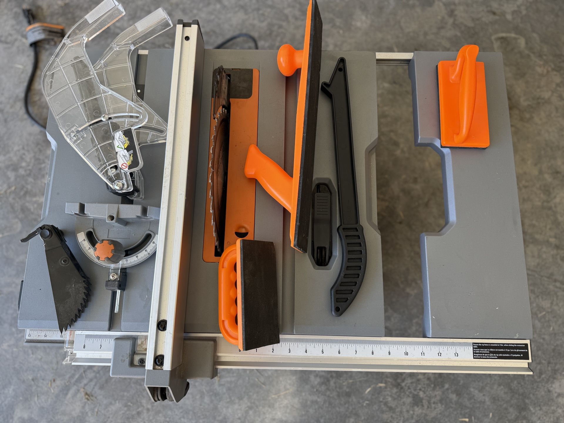 Rigid Table Saw (barely used) with various push tools