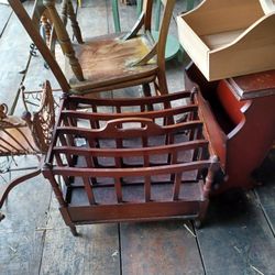 Vintage Solid Wood Magazine Rack