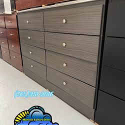 New Grey Wooden 8 Drawer Tocador Dresser With Metal Gliders 