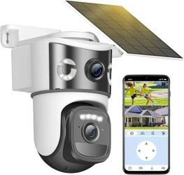 8MP 4K Solar Security Camera with Dual Lens & 360° PTZ