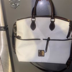 Dooney & Bourke Double Pocket Satchel – Ivory & Brown