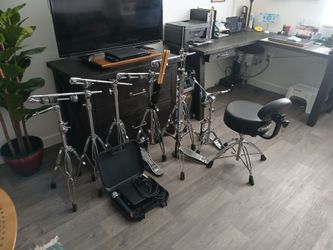Sound Percussion & PDP Drum/Cymbol hardware.  Wireless microphone & musc