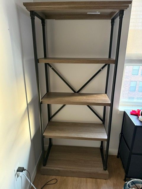 🪵 5-Tier Industrial Wood & Metal Shelf