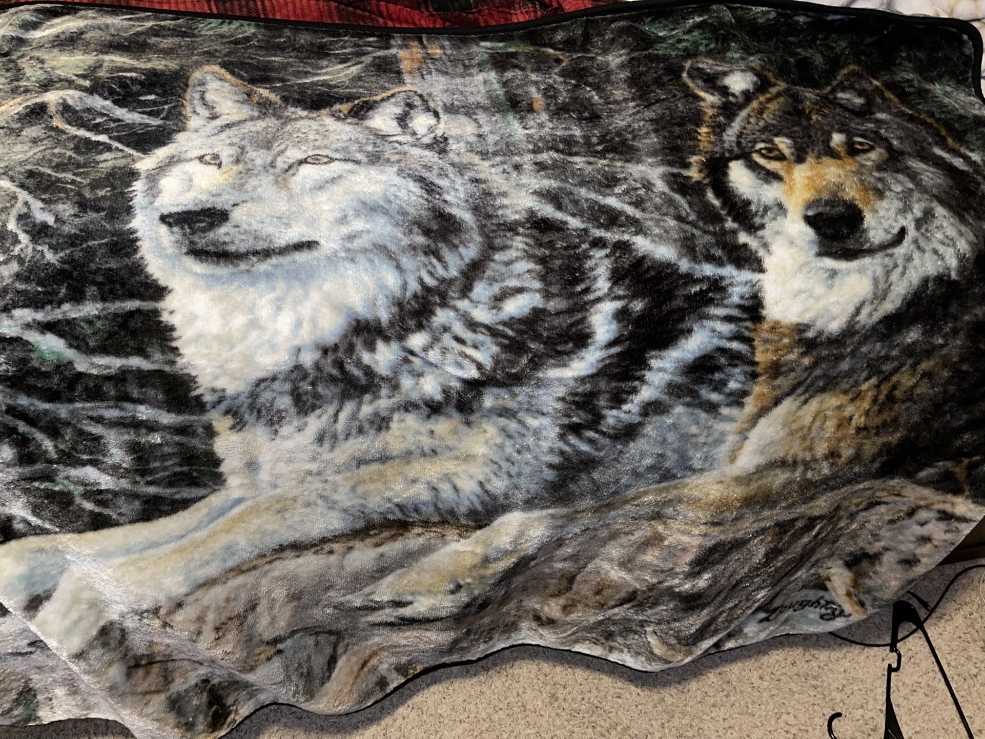 Beautiful wolf drawing blanket