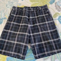 Black Plaid Mens Shorts Size 34