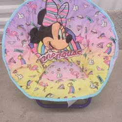 STORAGE SALE: Disney Minnie Mouse 19" Toddler Mini Saucer Chair, Pink Polyester. 