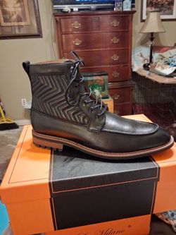 La Milano black leather moc-toe boots