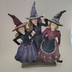 Halloween Witch Trio Of Pretty Young Witches Resin Kitschy Figurine **READ INFO**