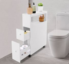 🔥 Slim Rolling Bathroom Storage Cabinet w/ Drawers – Space Saving Organizer 🔥