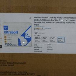 Medline Dry Baby Wipes, 7×13″, 1200 Ct – Soft & Gentle 