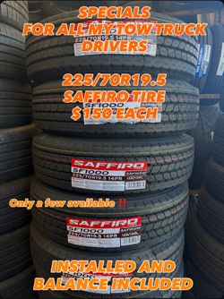 225/70R19.5 SAFFIRO TIRES NEW