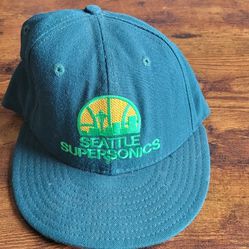 Vintage Seattle Supersonics Green New Era Hat Size 7 NBA 100% Wool