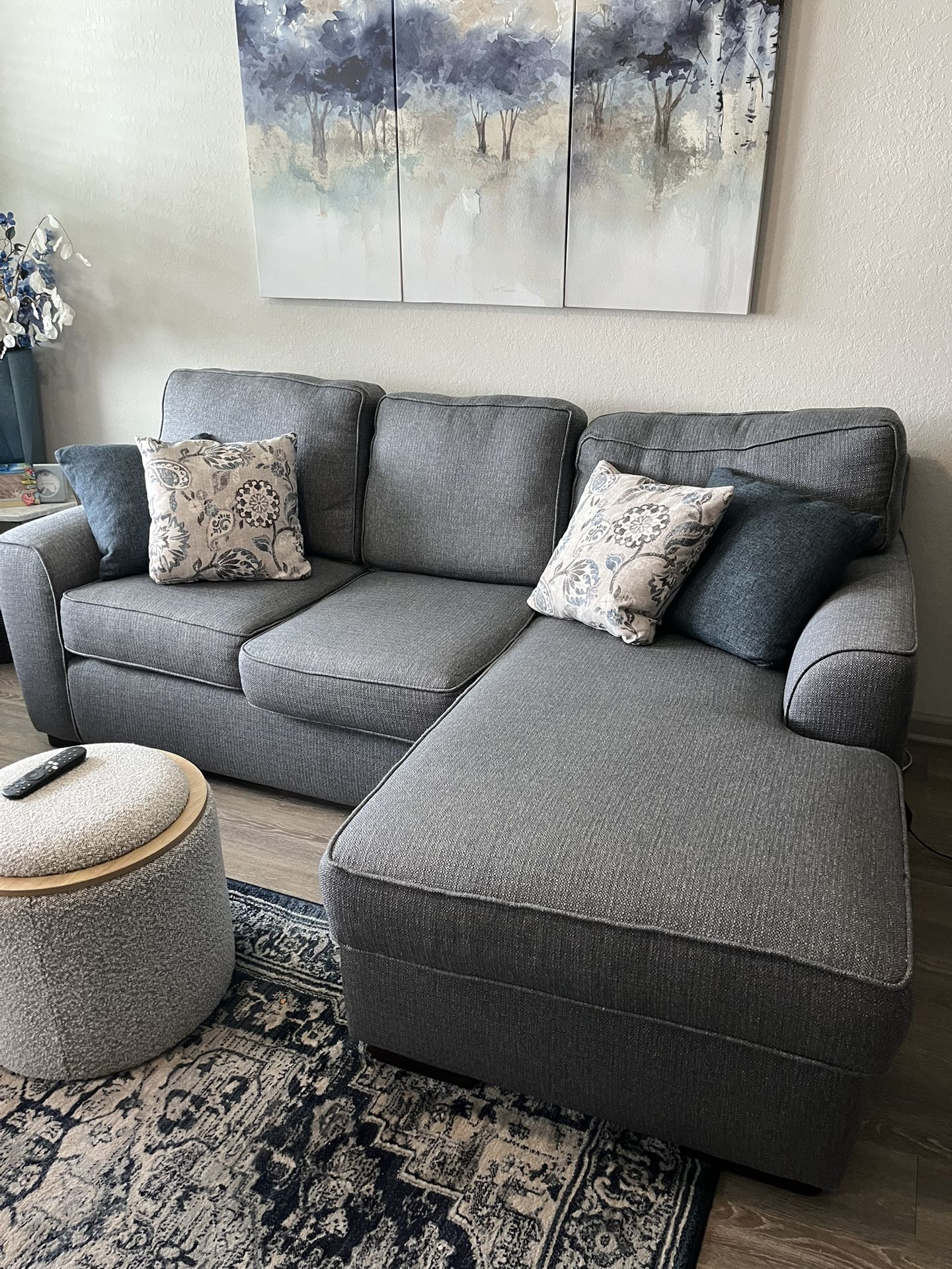 Blue Grey Sofa With Chaise