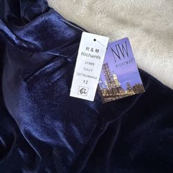 Navy Blue velvet long dress 