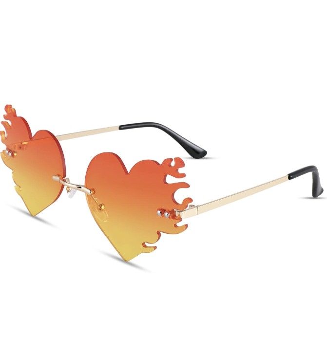 Fire Flame Sunglasses for Women Men Flame Shaped Sun Glasses Wave Fire Shaped Halloween Party Eyewear