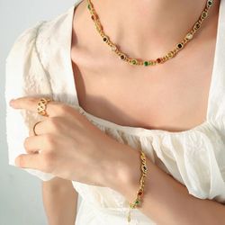 18k Gold Plated Womens Retro Style Necklace Gift