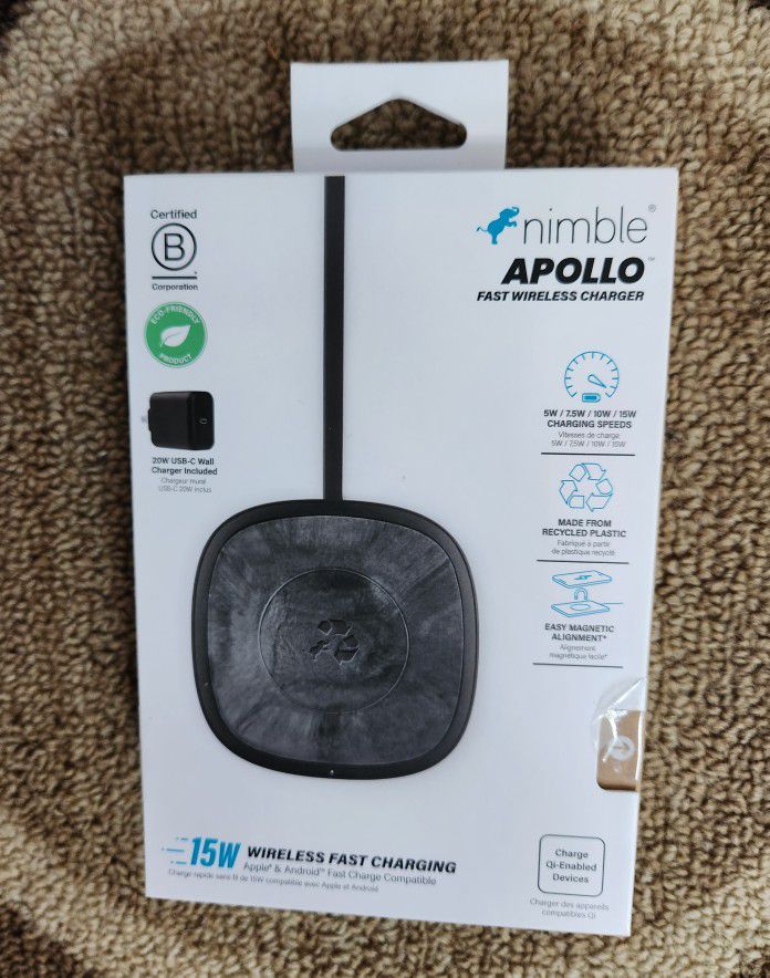 Nimble Apollo Fast Wireless Charger Pad/Brand New 