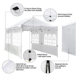 10x20' Heavy Duty Enclosed Pop Up Canopy Folding with 4 Sidewalls for Outdoor Event Vendor Farmer Flea Market Tent 