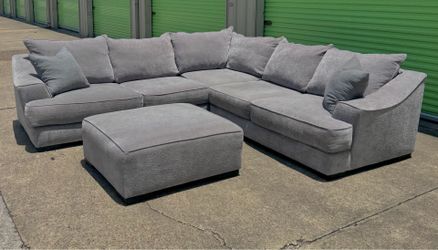 Grey Oversized Sectional Sofa and Ottoman