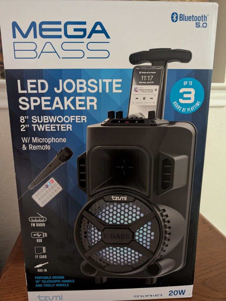 tzumi MegaBass LED jobsite speaker