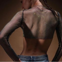 New Sheer Mesh Crop Top