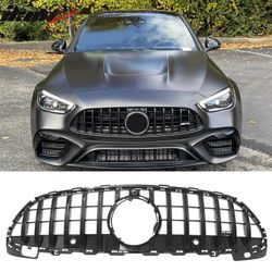 Fits 2022-2026 Benz C300 C43 AMG W206 GT Style Front Upper Grille Gloss Black ABS