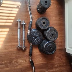 Weights,Curl Bar and Dumbells