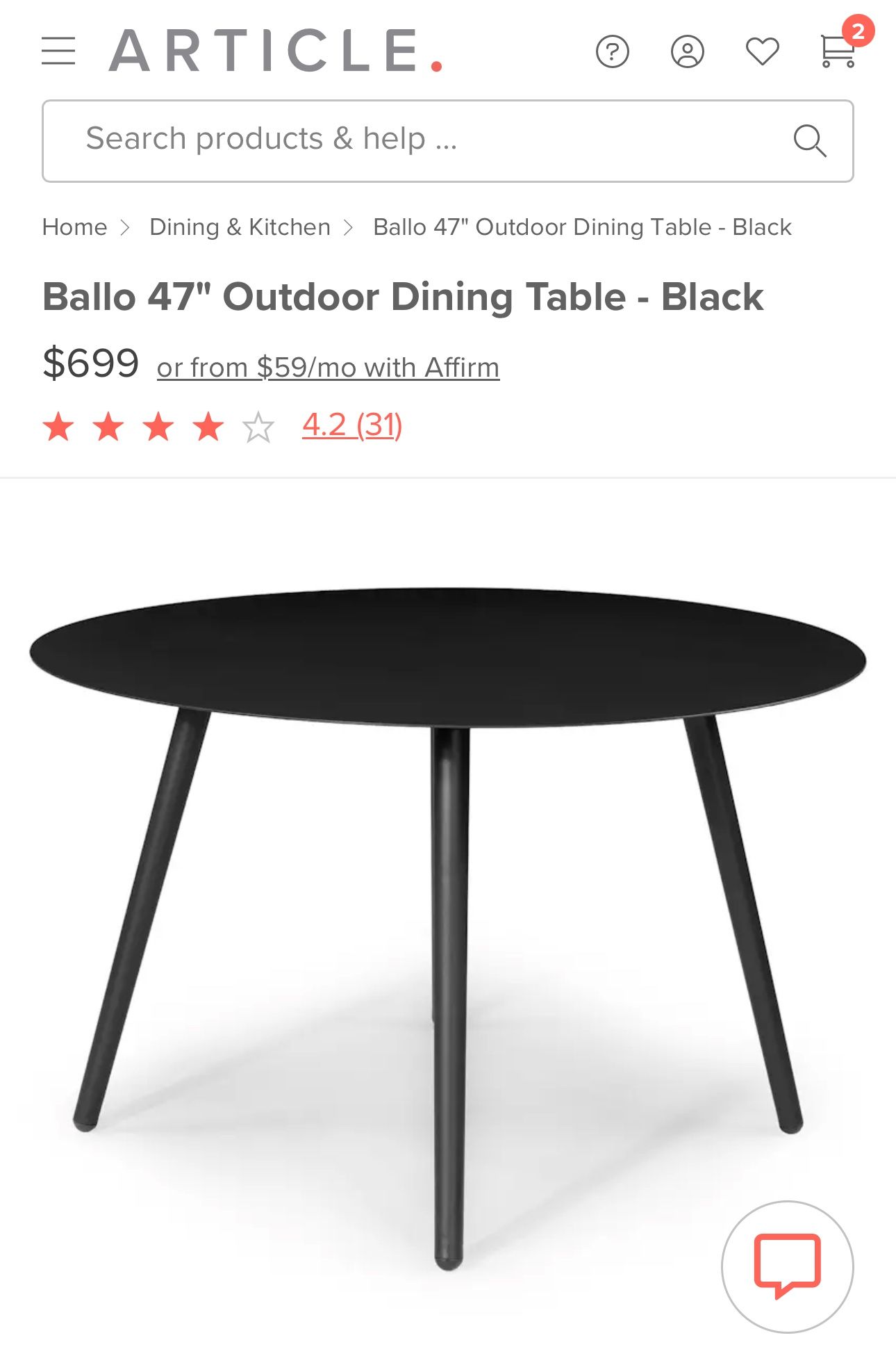 Article Furniture Outdoor Table