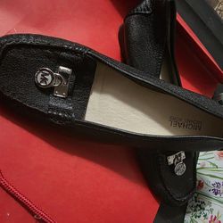 Michael Kors Black Leather Loafers Slip On Shoes Women Size 8.5