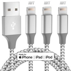 iPhone Charger 3pack 10FT Apple MFi Certified Long Lightning Cable Fast Charging High Speed Data Sync USB Cable Compatible iPhone 14 13/12/11 Pro Max/